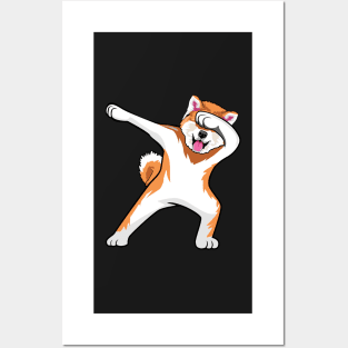 Akita Dancing Dog Dabbing Posters and Art